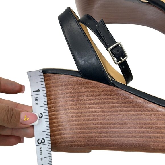 Jack Rogers Women Black Ankle Strap Platform Wedge Sandals SZ 8.5 Flagler Stitch - Picture 4 of 16